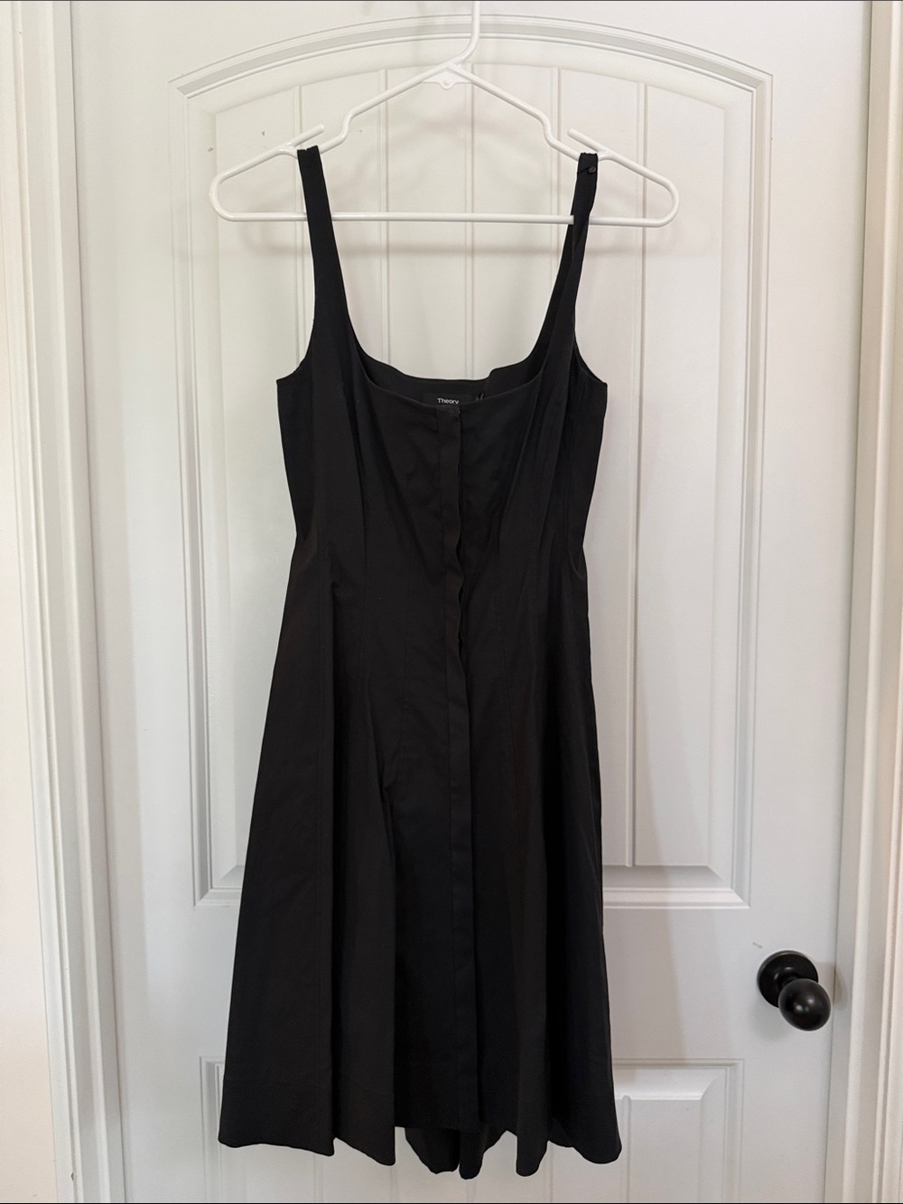 Theory Black Sleeveless A-Line Midi Dress